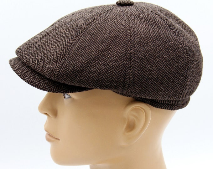 Brown newsboy hat wool baker boy cap