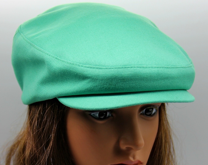 Summer flat cap linen women's cotton newsboy hat green