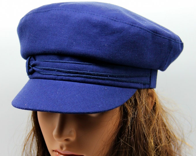 Breton summer linen cap women's baker boy hat newsboy cotton blue
