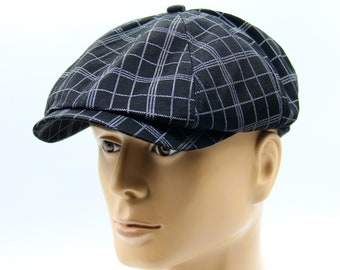 Summer newsboy cap men's black