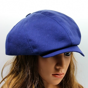 Summer linen baker boy cap newsboy hat women's cotton blue