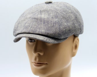 Gorra de lino de verano para hombre, el mejor sombrero de vendedor de periódicos, gris