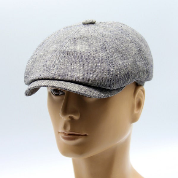 Men's summer linen cap  best newsboy hat grey