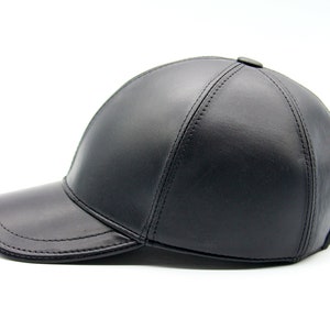 Black Leather Baseball Cap for Men – Handmade Winter Hat – Classic Adjustable Style, Warm Autumn Leather Cap Gift