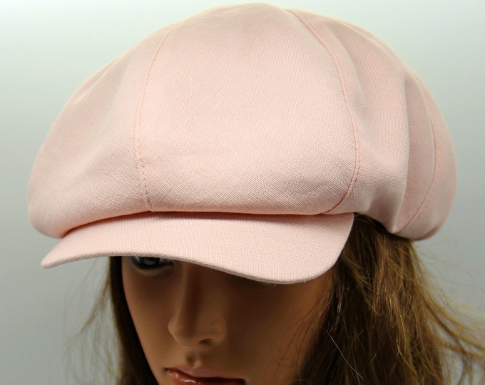 Summer newsboy linen women's cap cotton baker boy hat pink