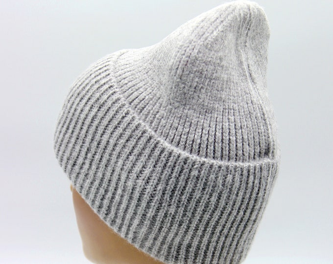 Knitted slouchy beanie hat knit women's crochet warm gran