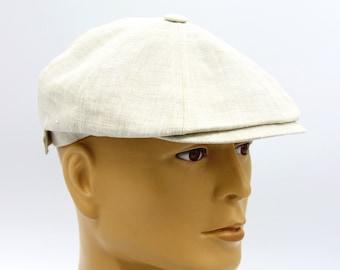 Summer newsboy hat linen cap men.