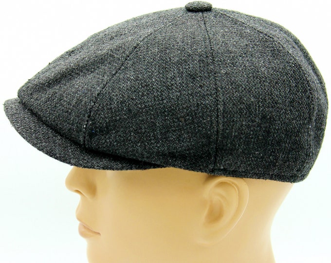 Vintage hat man gatsby baker boy gray newsboy cap flat.