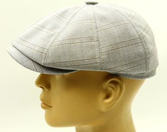 Cap for summer men's sun newsboy hat light blue.