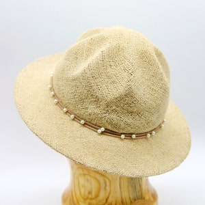 Handmade Straw Panama Hat: Beaded Summer Beach Hat