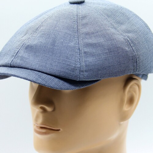 Summer Newsboy Hat Trendy Men's Linen Cap Cotton Blue Etsy