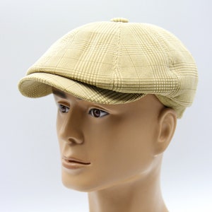 Baker boy cap men's newsboy hat flat beige.