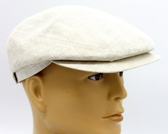 Men's linen flat summer cap.