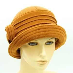 Orange Cloche Hat Women - Handmade Flapper Style Winter Hat - Classic 1920s Ladies Cloche with Elegant Details