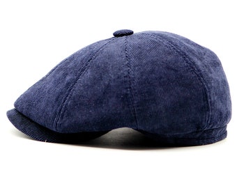 Velvet blue newsboy cap baker boy hat.