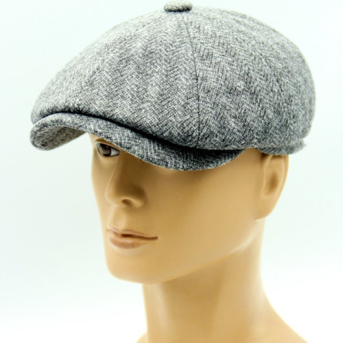 Men's Or Women's Wool Flat Cap – Baker Boy Peaked Brim Newsboy Cap In Check Pattern