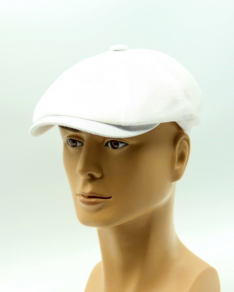 Mens White Linen Newsboy Hat. - Etsy