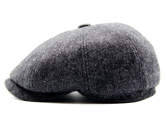 Vintage Gatsby Baker Boy Hat – 1920s Style Grey Mens Newsboy Cap