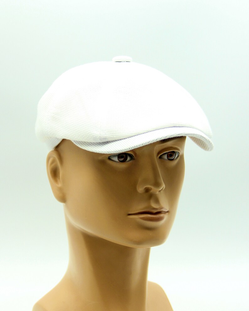 Mens White Linen Newsboy Hat. Etsy