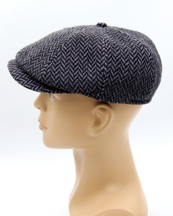 Grey Baker Boy Cap Newsboy Hat Men's Slouchy 8 Panel. | Etsy