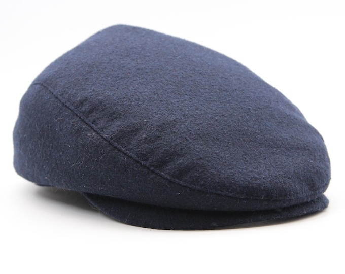 Navy Blue Flat Cap - Men's Classic Wool Driving Hat - Dark Blue Ivy Cap - Traditional Handcrafted Style