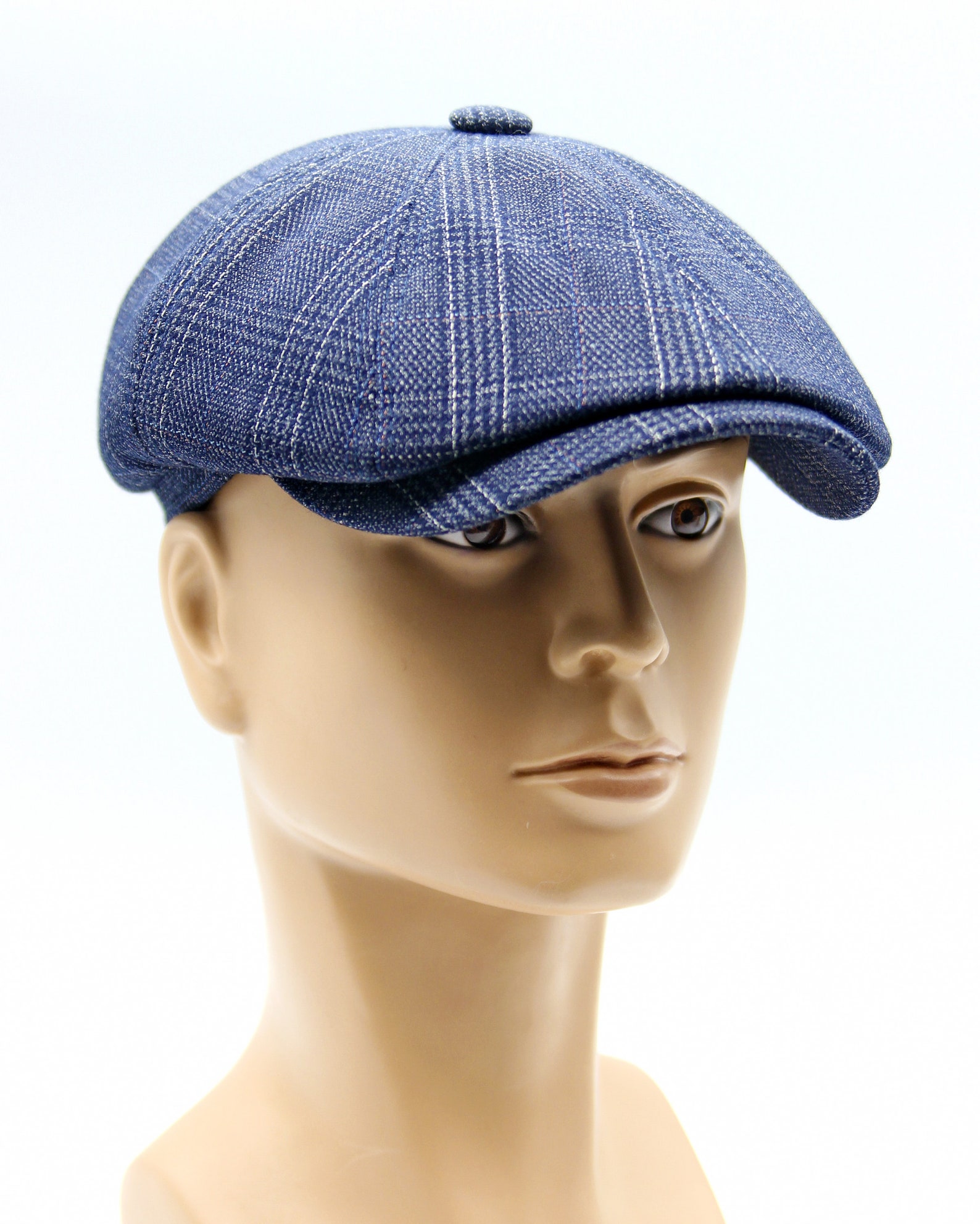 Men's flat bakers boy hat newsboy cap blue. | Etsy