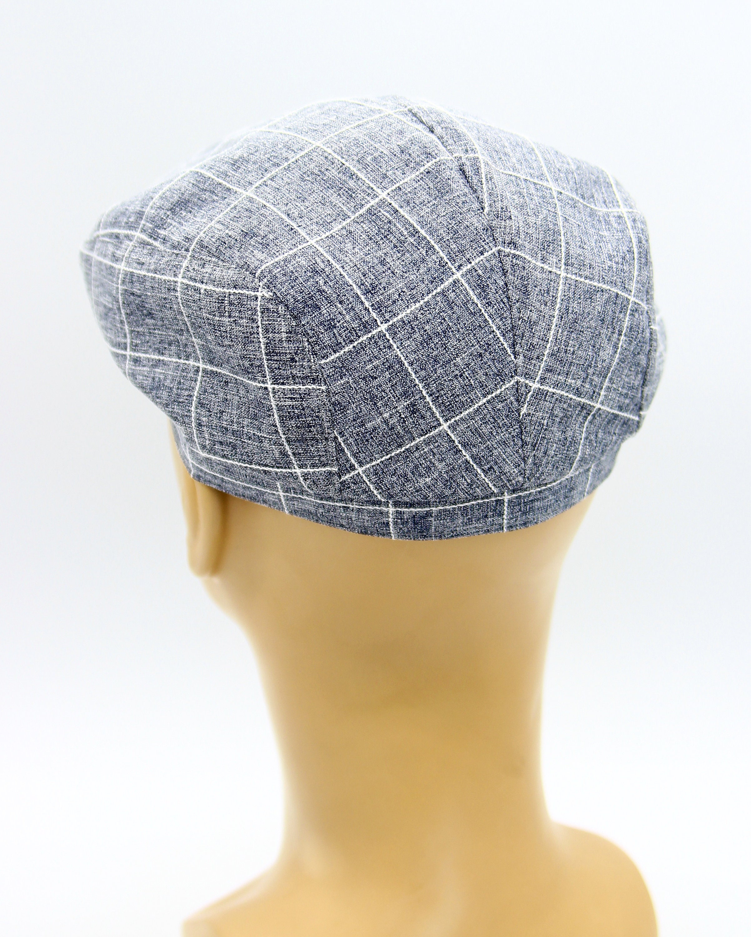 Men's summer cap linen flat cap blue. Etsy
