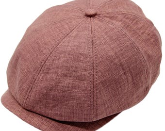 Burgundy newsboy hat summer men's cotton linen cap trendy