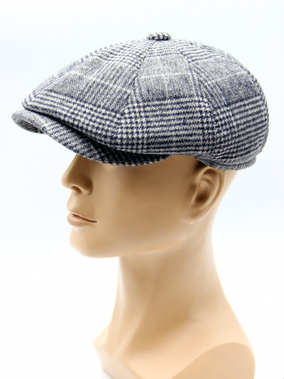 Grey newsboy cap flat wool men's bakers boy hat. Etsy