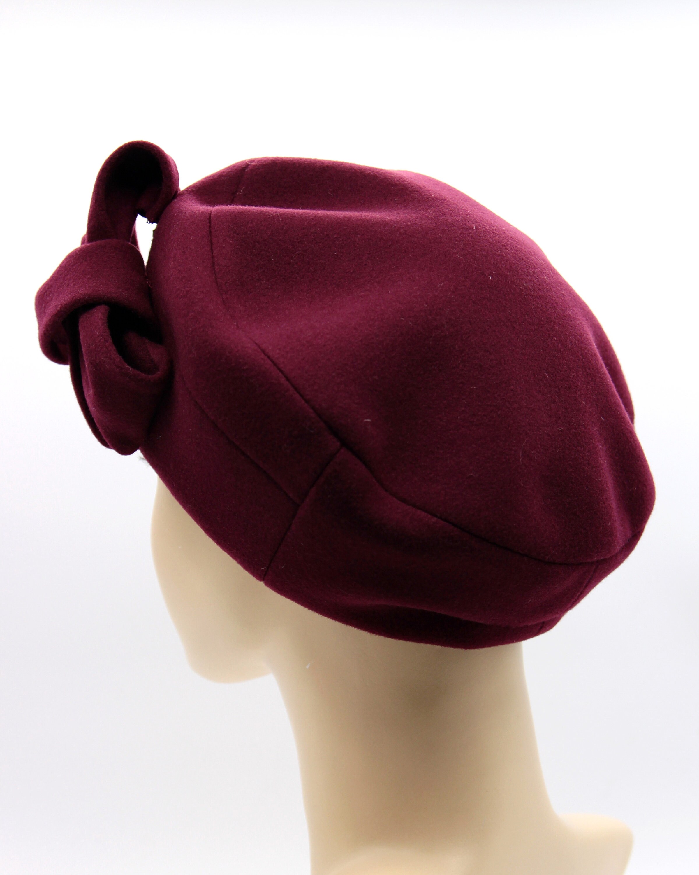 Red Beret Hat Winter Beret With a Flower Women Beret Women Etsy