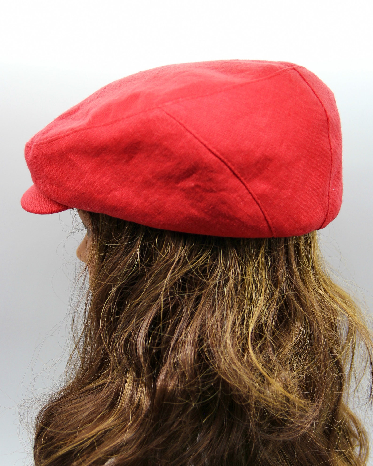 Summer Linen Cap Flat Women's Cotton Newsboy Hat Red - Etsy India