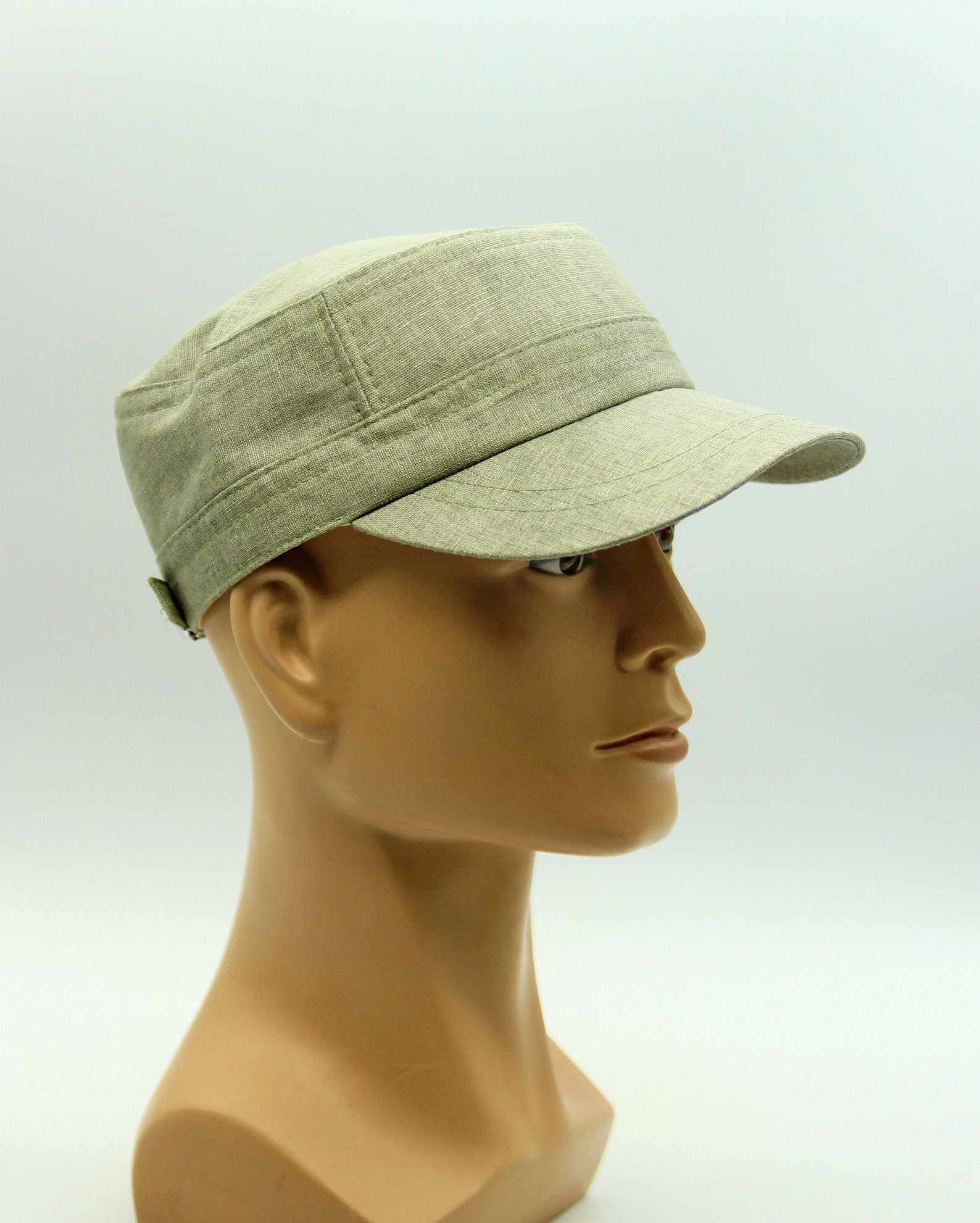 Men's summer military linen olive caps. Etsy
