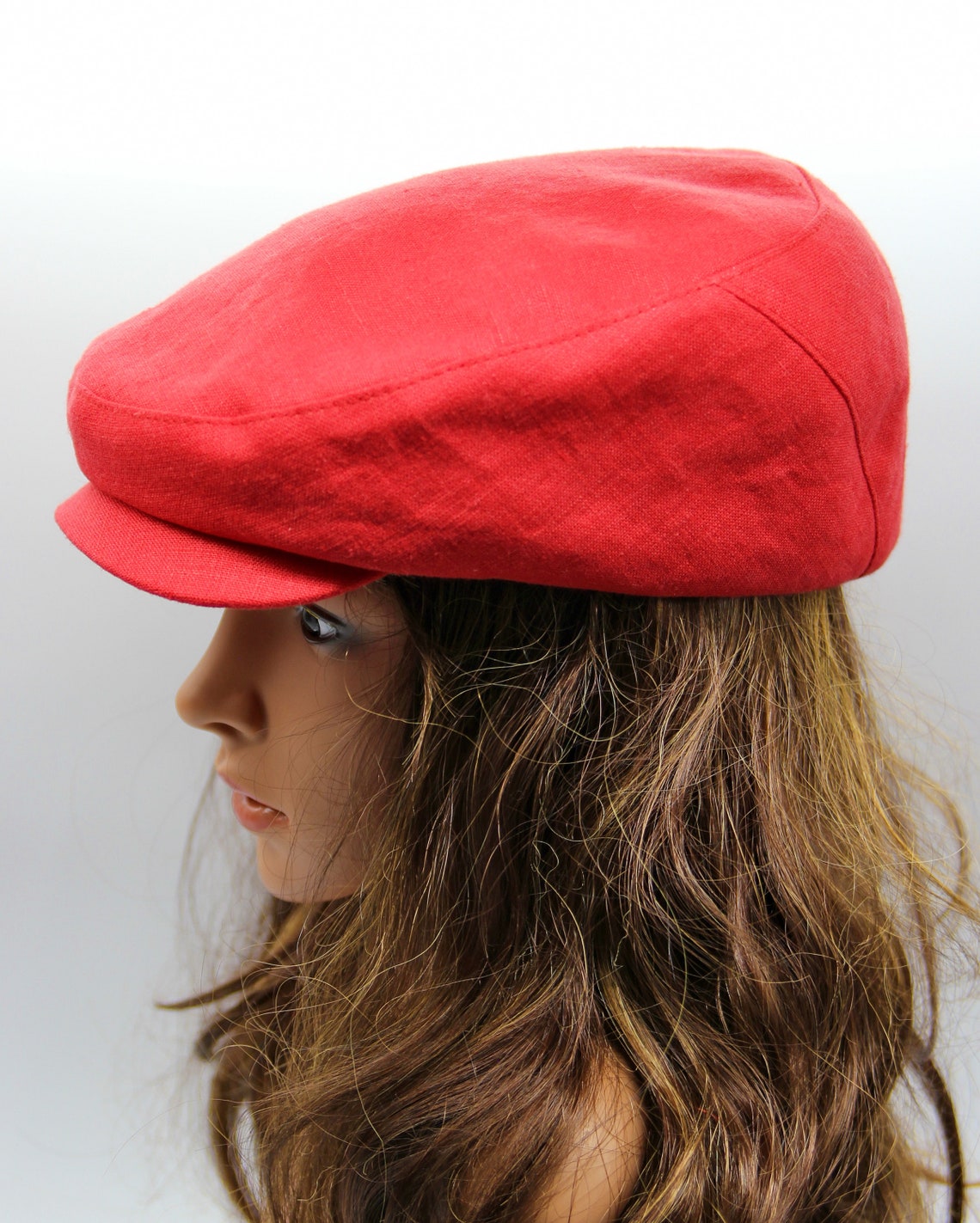 Summer Linen Cap Flat Women's Cotton Newsboy Hat Red - Etsy India