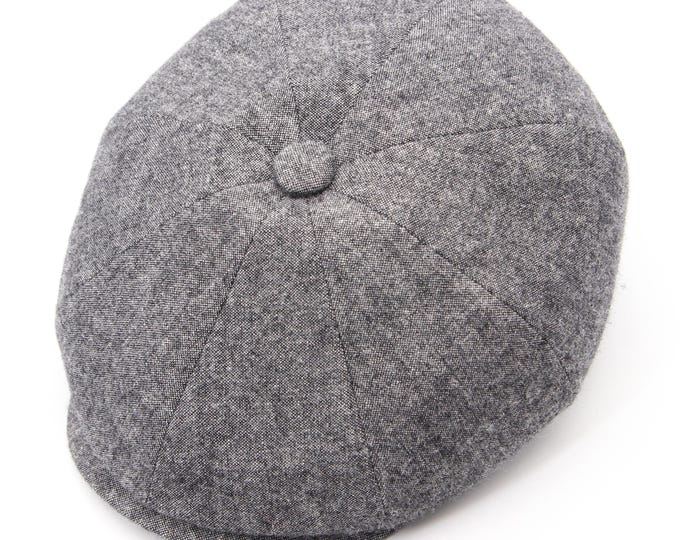 Grey Tweed Baker Boy Cap - Men's Classic Newsboy Hat - Premium Wool - Traditional Handcrafted Quality