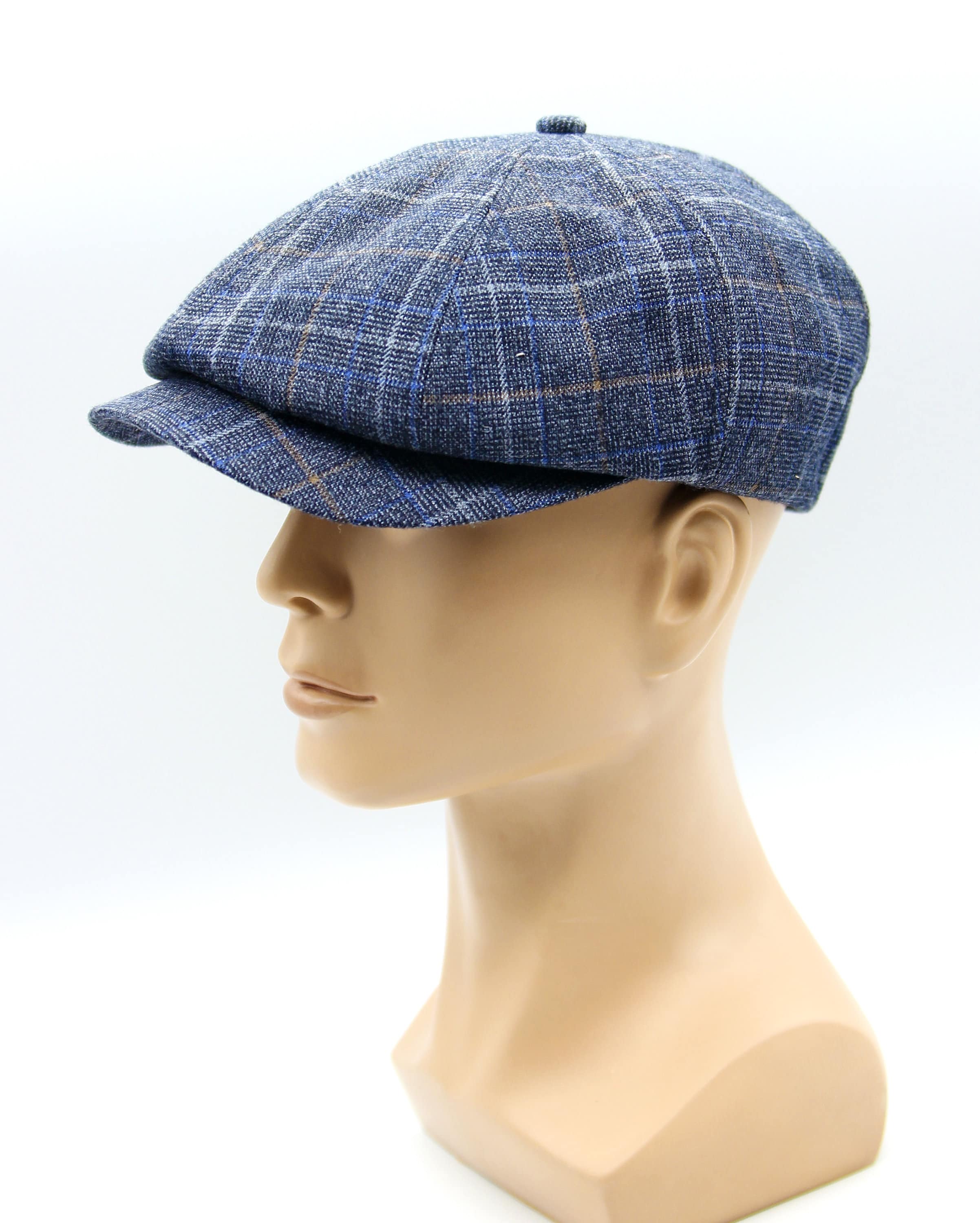 Baker Boy Hat Blue Men's Slouchy Newsboy Cap 8 Panel. - Etsy