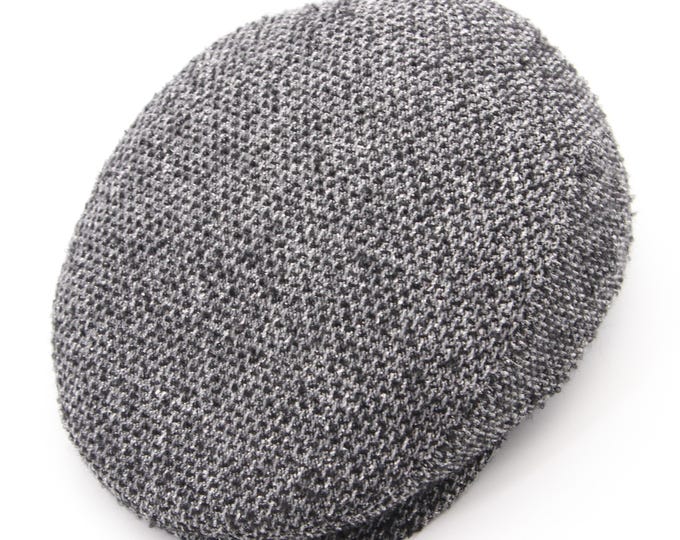 Grey Tweed Flat Cap - Men's Classic Driving Hat - Salt Pepper Wool - Traditional British Craftsmanship