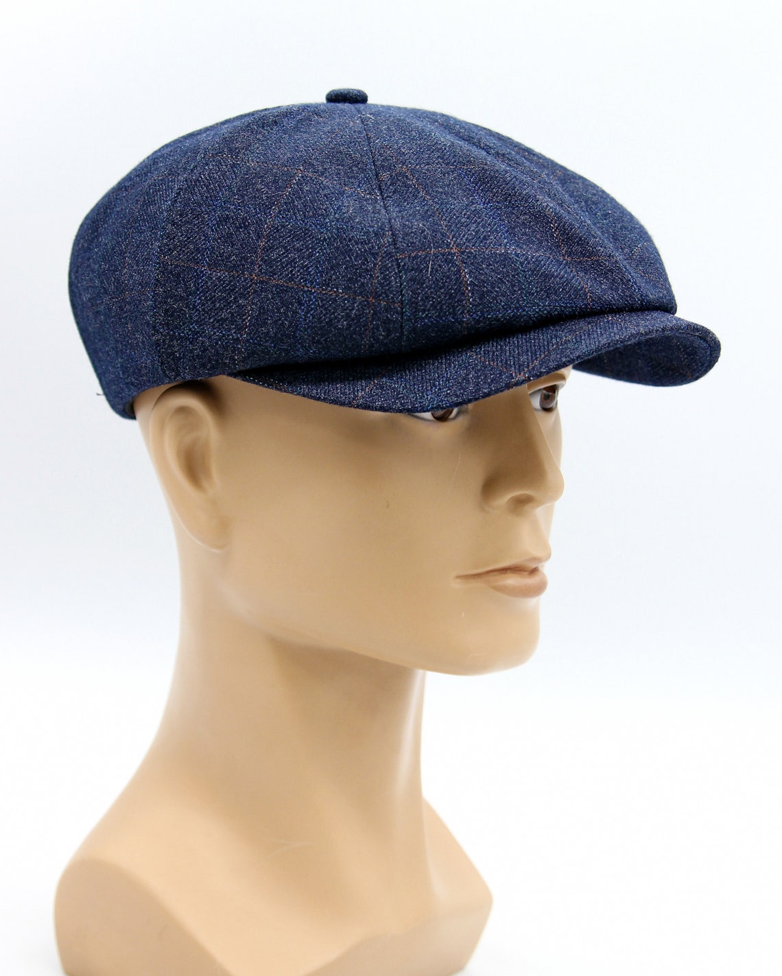 Men's Newsboy Hat Baker Boy Cap Slouchy 8 Panel Blue. Etsy