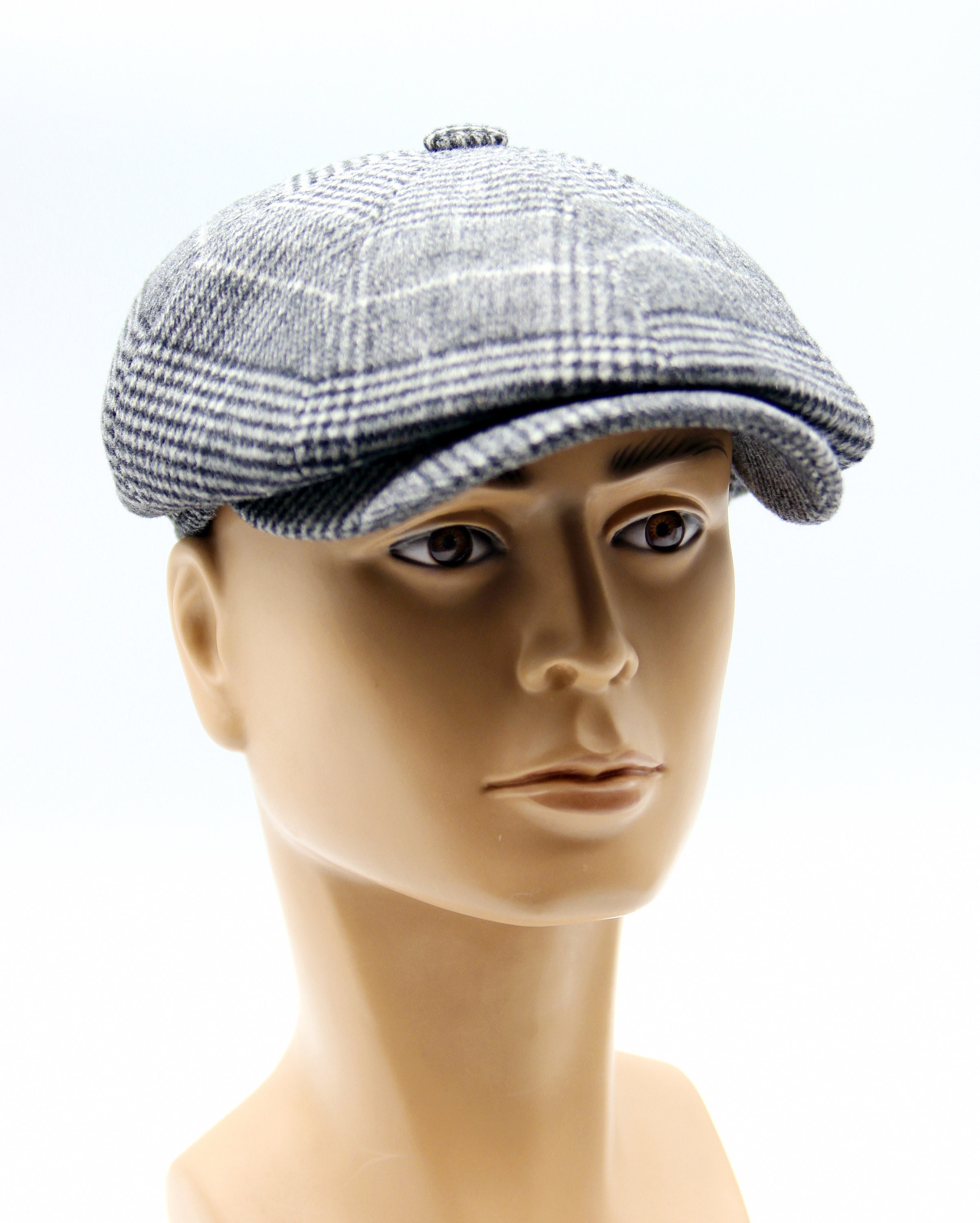 Grey Newsboy Cap Flat Wool Men's Bakers Boy Hat. | Etsy