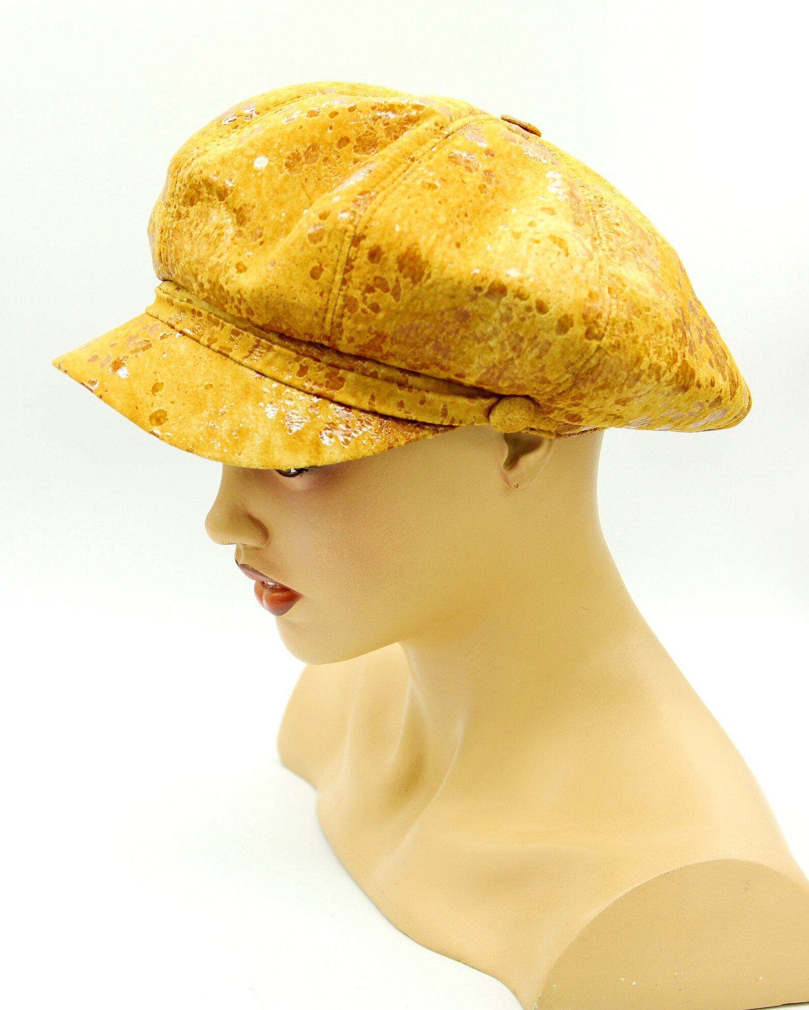 Women's Leather Cap Newsboy Baker Boy Hat Etsy