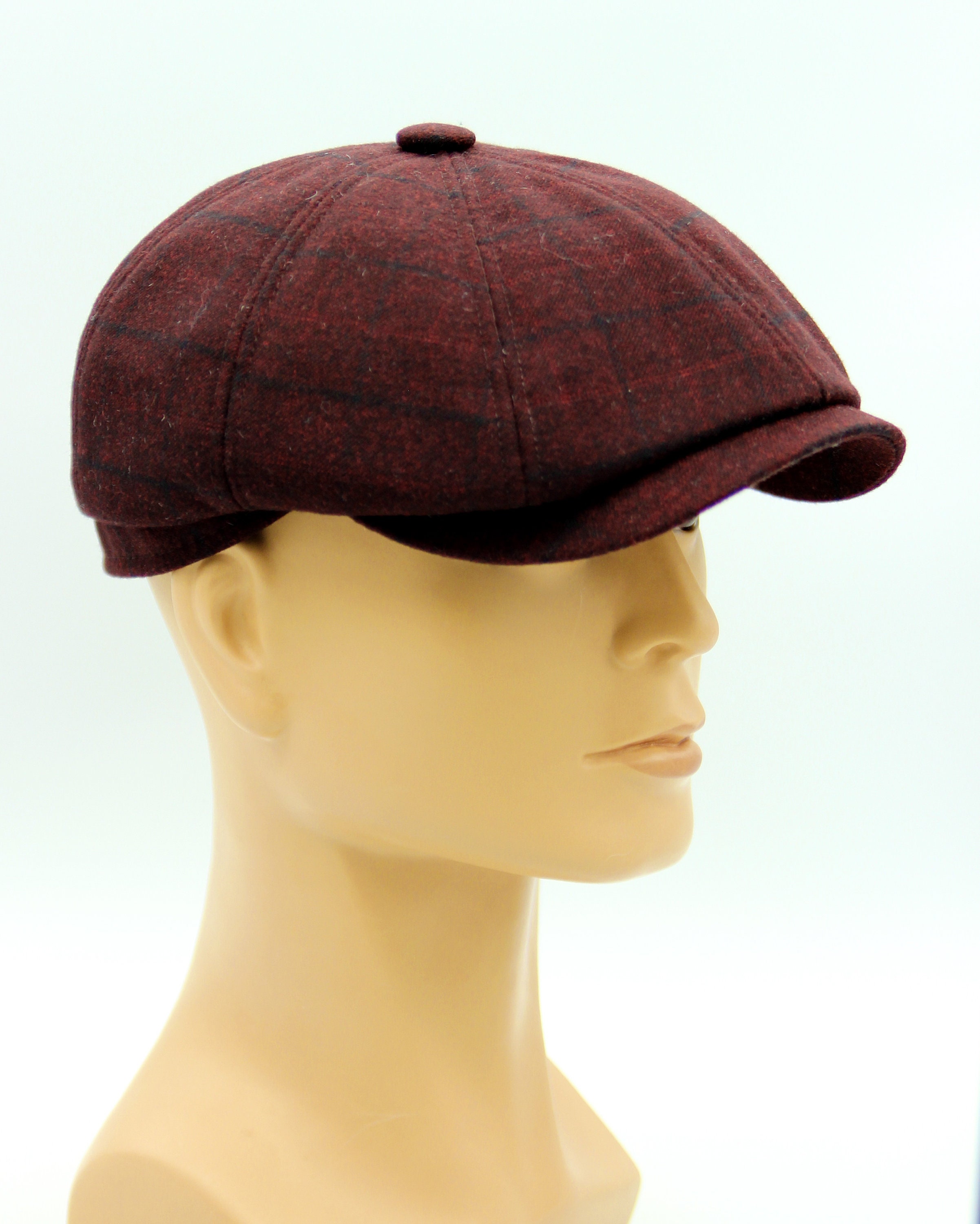 Mens newsboy cap burgundy. Etsy