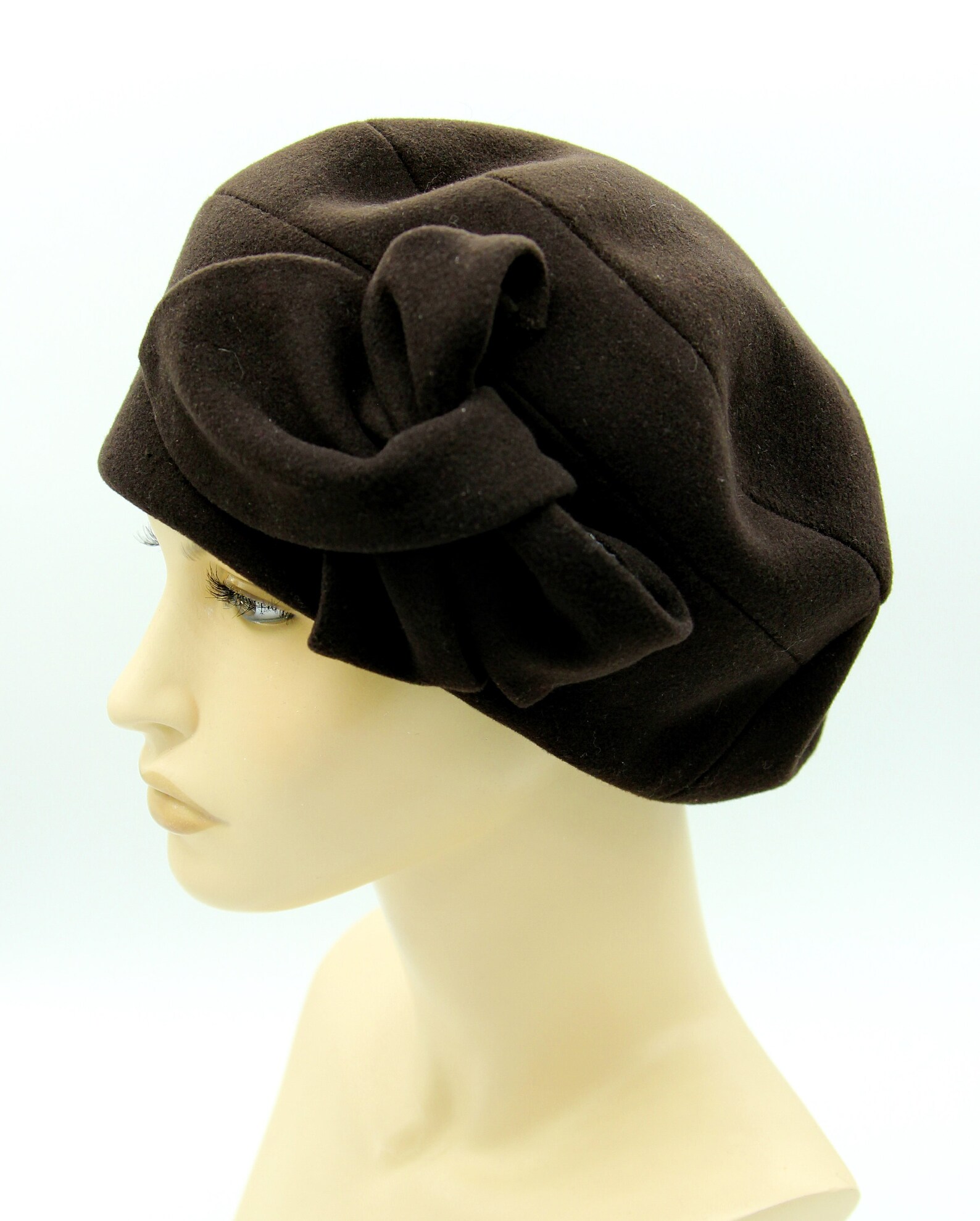 Brown beret beret hat beret bow women beret women French Etsy