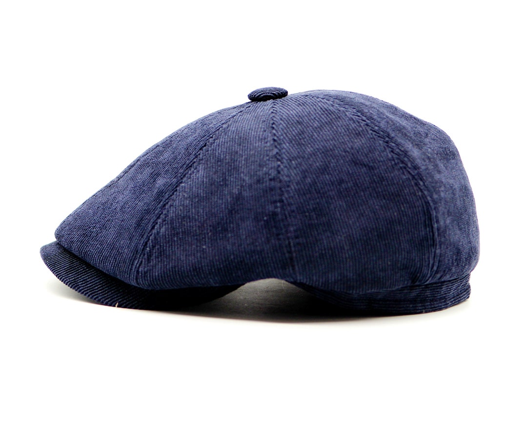 Berretto da strillone in velluto blu da uomo Cappello da fornaio