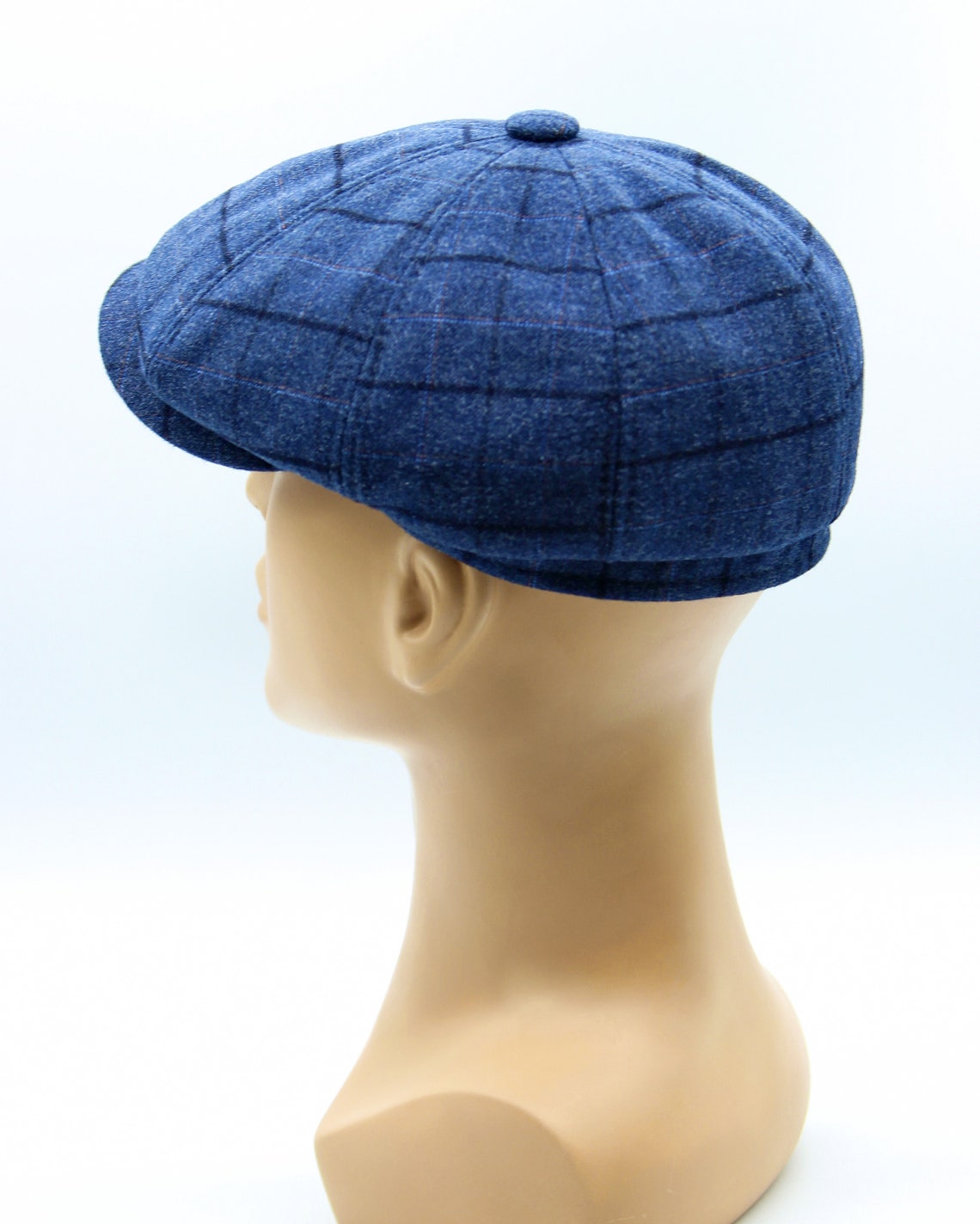 Mens baker boy cap newsboy hat blue Etsy