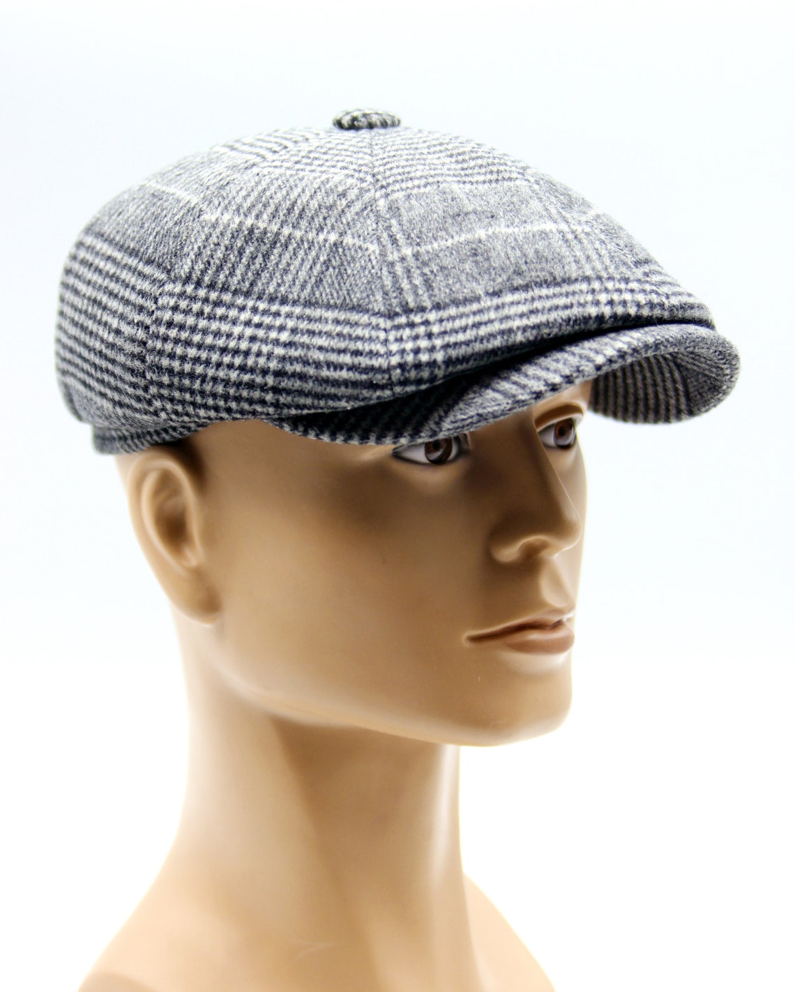 Grey Newsboy Cap Flat Wool Men's Bakers Boy Hat. | Etsy