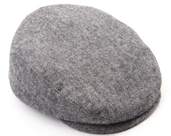 Handmade Grey Tweed Flat Cap - Men's Wool Driving Cap - Classic Ivy Cap Style - Traditional British Hat
