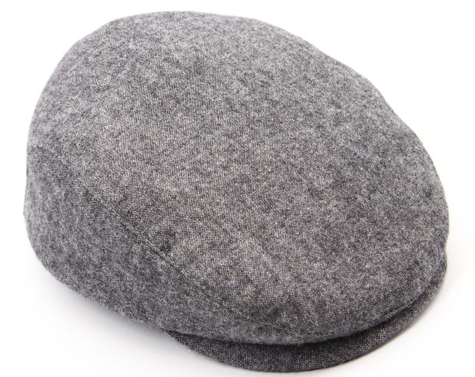 Handmade Grey Tweed Flat Cap - Men's Wool Driving Cap - Classic Ivy Cap Style - Traditional British Hat