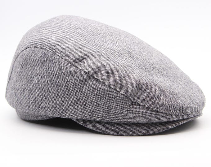 Grey Irish Tweed Flat Cap - Men's Classic Driving Hat - Wool Ivy Cap - Traditional Handcrafted Quality