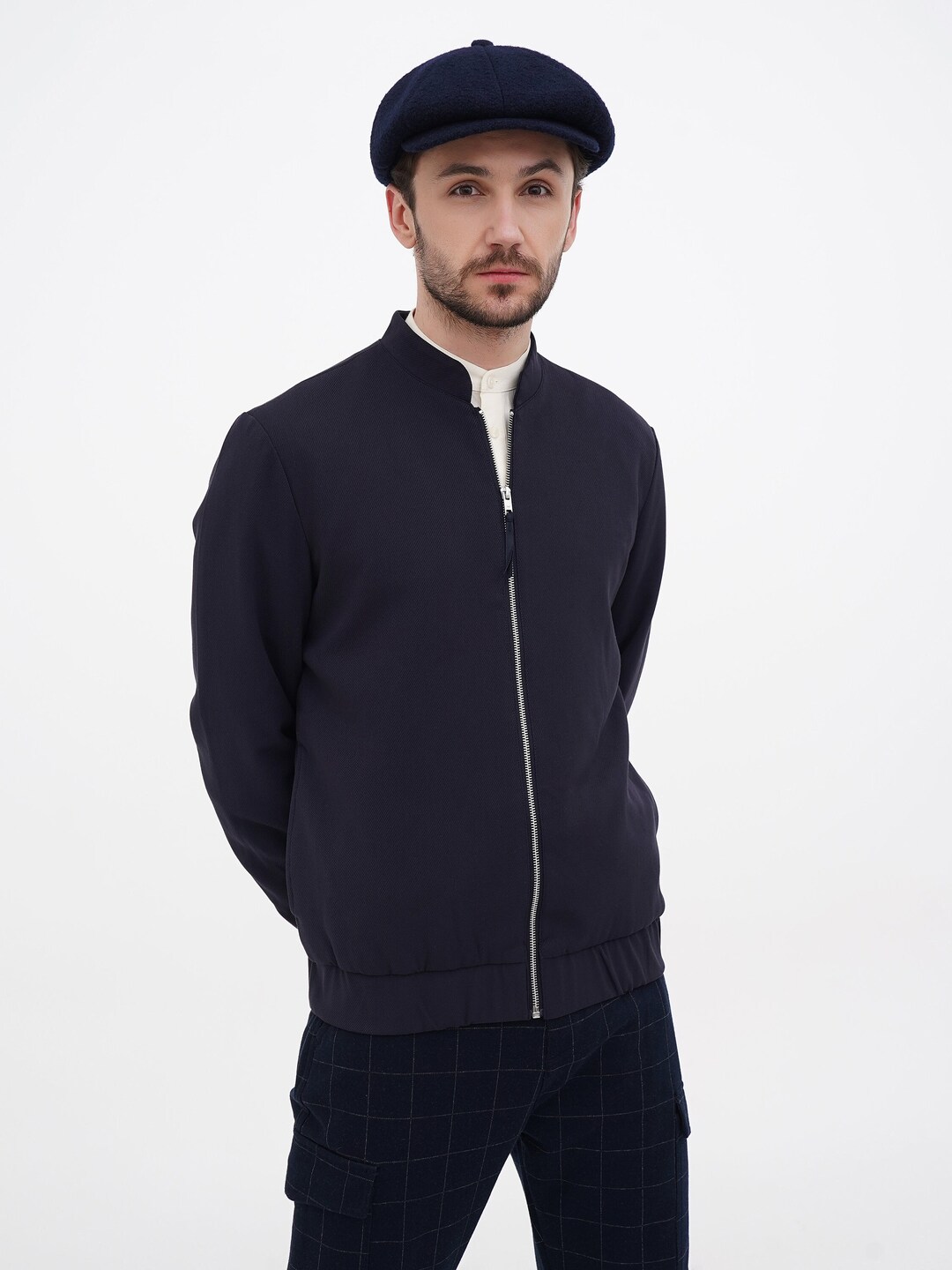 Men's Blue Newsboy Cap Slouchy 8 Panel Baker Boy Hat Etsy