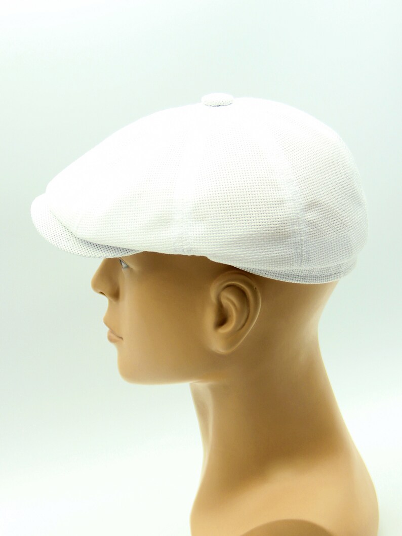 Mens White Linen Newsboy Hat. Etsy