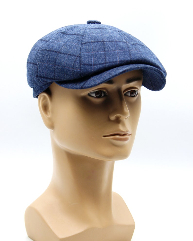 Mens baker boy cap newsboy hat blue | Etsy